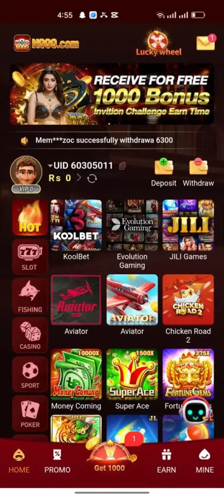 N999 Game Real Money App Instant Withdraw Through EasyPaisa